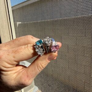 Elegant Silver and Gemstone Ring Set